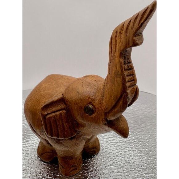 Hand Crafted Other - Wooden Elephant "Lucky Trunk Up Style" - Hand Carved 4" x 5"